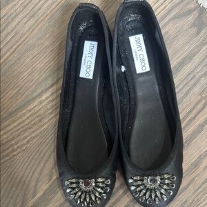 Jimmy Choo Black Embellished Women's Flats